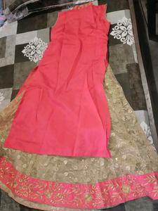 Pink And Golden Kurta Set