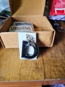 Unique D Letter keychain with Leaf Charm