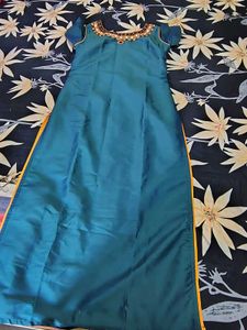 Embellished Teal Silk Blouse