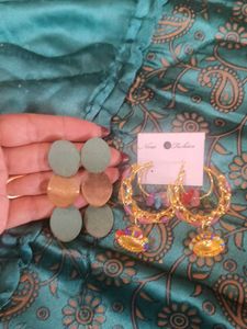 Gold Jhumka Earrings with Beads