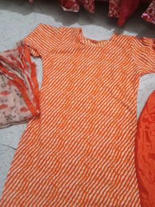 Orange Striped Salwar Suit