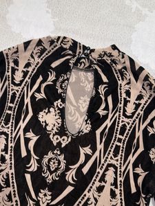 Elegant Patterned Mock Neck Dress