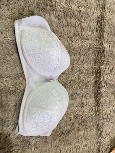 White Lace Padded Strapless Bra