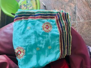Beautiful Teal Embroidered Saree