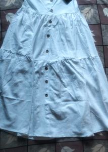 White Button-Down Tiered Midi Dress