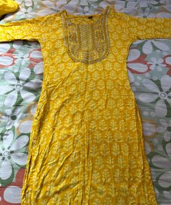 Yellow Cotton Kurta & Pant