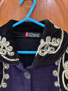 Beautiful Purple Embroidered Cardigan