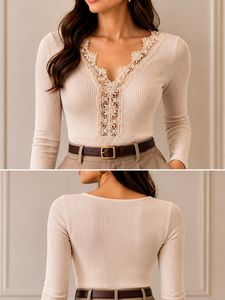 H&amp;M Cream/Light Pink Lace Trim Ribbed Bodysuit