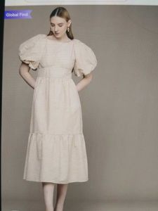 Chic Puff Sleeve Midi Dress