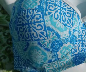 115.Blue Patterned Bikini Top