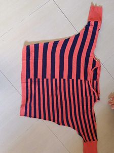 Striped Long Sleeve off shoulder baggy Top