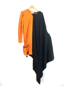 Orange & Black Asymmetrical Dress (Women's)