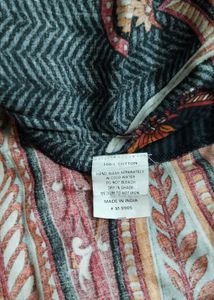 Biba black grey chevron paisley floral Print Kurta
