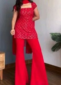 Vibrant Red Ethnic Kurta Set