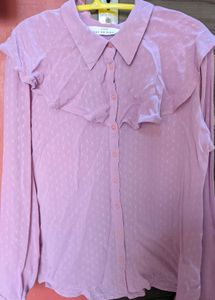 Caped Collar Sheer Dobby Casual Shirt