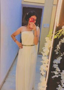 Elegant Cream One-Shoulder Gown