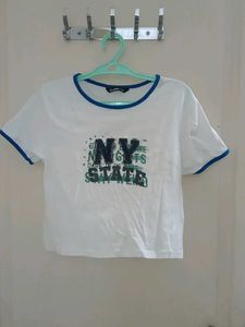 White NY State Graphic Cop Top