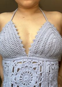 beautiful handmade Crochet Halter Neck Crop Top h