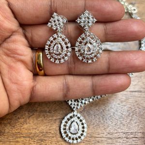 Sparkling Diamond Necklace and Earring Set
