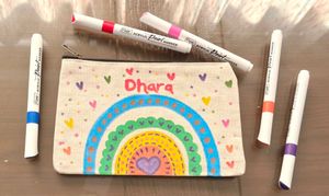Hand-Painted Rainbow Pencil Pouch