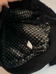 Men's Black Patterned Zip-Up Hoodie