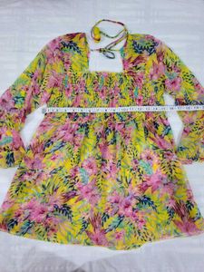Vibrant Floral Smocked Top