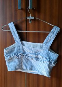 Trendy Blue Check Crop Top 💙