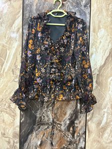 Vintage Floral Ruffle Blouse+combos