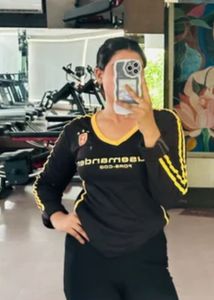 Black &amp; Yellow Striped V-Neck Top