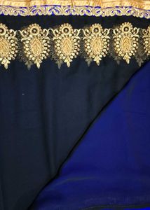 Royal Blue Saree with Gold Embroidery