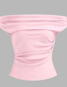 little box chic Off-Shoulder Ruched Pink Top