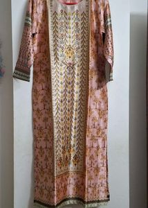 Pink and Cream Ethnic Kurta with Tree Print