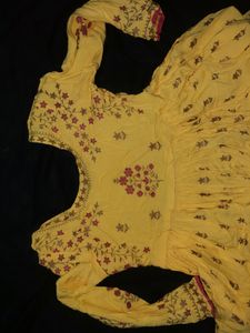 YELLOW ANARKALI SUIT WITH PALAZO
