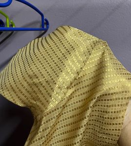 Golden Sequined V-Neck Blouse