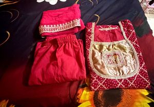 Elegant maroon Bandhani Kurta Set
