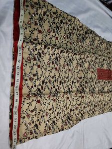 Beige red floral print sleevless kurta set xl size