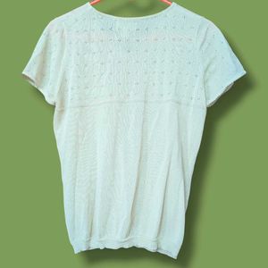 Cream Button-Up Short Sleeve Top