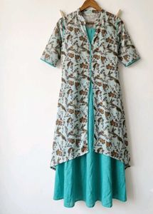 Elegant Bird &amp; Floral Print Kurta Set