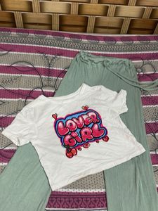 Cute "Lover Girl" T-shirt and Pants Set