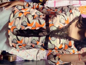 Retro Print Sheer Bell Sleeve Top