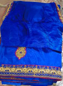 Royal Blue Embroidered Saree