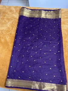 Purple Organza Saree With Kanchi Weaved Borders