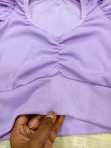 Purple Ruched Crop Top