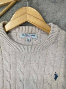 US Polo Cable Knit Crew Neck Sweater