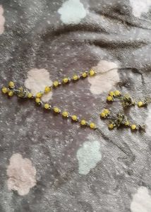 Yellow Beaded Necklace &amp; Earring Set