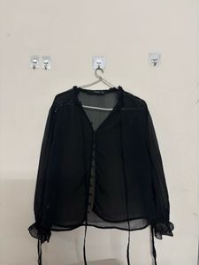 Chic Black Sheer Blouse