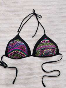 Vibrant Geometric Print Bikini Top