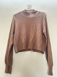 Ribbed Mock Neck Cropped Sweater