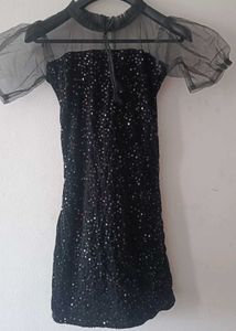 Sequin Embellished Black Fabric