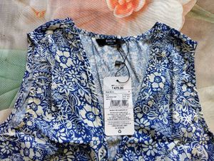 Blue Floral Print Crop Top